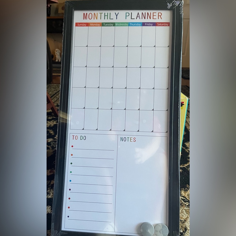 On Schedule Paper-wrapped mdf magnetic Monthly Planner board, New, Unopened